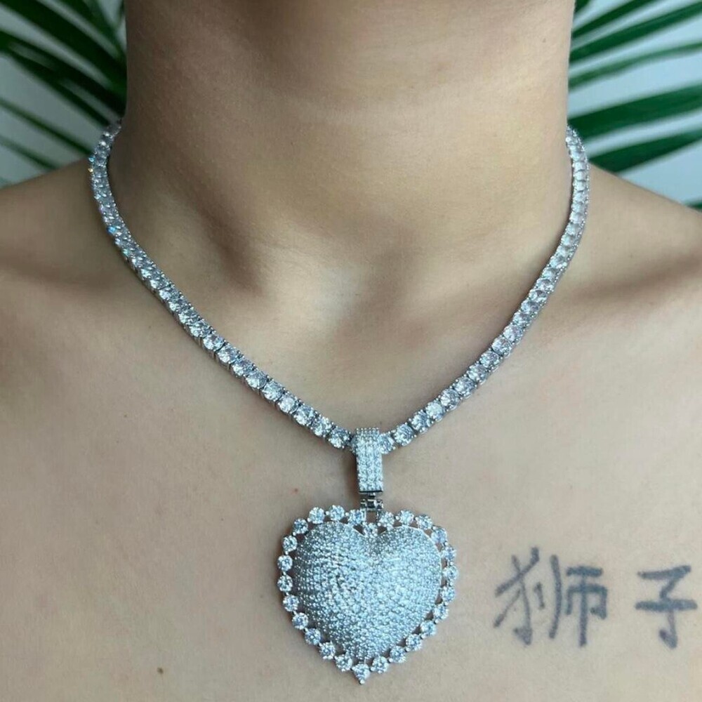 Tennis Heart Necklace 16 Inch